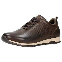 WOJAS - Herren Sneaker, Gesteppte Textur, aus Hochwertigem Glattleder, Herrensneaker für Lässigen Outfits, Helle Einsatz in der Laufsohle, 10039-52 - Dunkelbraun, Gr. 43 von WOJAS