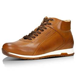 WOJAS - Herren Sneakerboots I aus Leder mit Glatter Oberfläche I Traditionelles Design I Klassischer Stil I 2cm - 3cm Hohe Sohle I 9166-53 - Hellbraun, Gr.41 von WOJAS