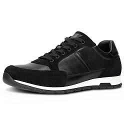 WOJAS - Herren Sneakers/Aus Kombiniertem Leder/Weiches Innenfutter/Sportlicher Style / 10051-71- Schwarz, Größe 44 von WOJAS