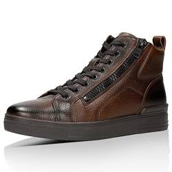 WOJAS - Herren Turnschuhe I Hohen Schaft I aus Hochwertigem Glattleder I Warmfutter aus Vliesstoff I Praktischen Reißverschluss I Ansprechenden Design I 24083-52 - Braun, Gr. 43 von WOJAS