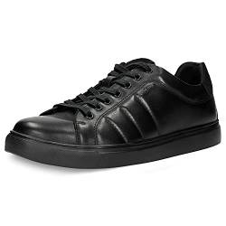 WOJAS Herren Turnschuhe – Schuhe Sneaker Herrenschuhe Leder Glattleder Halbschuhe Herrenhalbschuhe – schwarz, 10046-51, Gr. 43 von WOJAS
