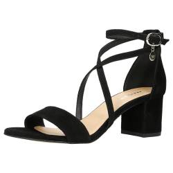 WOJAS - Schwarze Damen Sandaletten I Bequem Sommer Damenschuhe I Schicke Damensandalen I Sommersandalen mit Blockabsatz I 76058-61, Gr. 39 von WOJAS