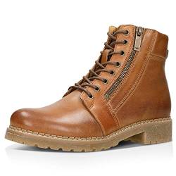 WOJAS - Worker Boots für Damen I Mit Wollfutter I Aus Echtem Glattleder Gefertigt I Trendigen Design I Mit Reißverschluss I 1,5 cm – 3,5 cm Hohe Laufsohle I 64076-53 - Braun, Gr. 40 von WOJAS