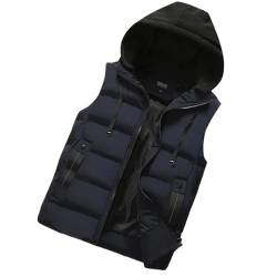 Herren verdicken Weste Herbst Winter Herren Weste Jacke wasserdicht warm mit Kapuze ärmellos Männer Casual Navy Blue M von WOLONG