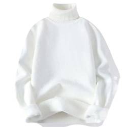 Winter Herren Rollkragenpullover Einfarbig Warme Strick Pullover Männer Fleece Dünne Gestrickte Rollkragenpullover White M von WOLONG