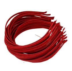 WOMELF 10PCS 5mm Satinband Umwickelt Plain Metall Stirnbänder Basis Haarbänder for DIY Haar Zubehör Haar Hoops Bögen (Color : Red) von WOMELF