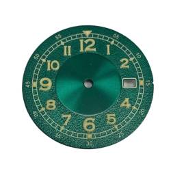 WOMELF 33,5 mm Zifferblatt grün leuchtende Uhr Ersatz Zubehör Uhren Gesichter kompatibel for NH35/NH36/7S/4R Uhrwerk (Color : Green) von WOMELF