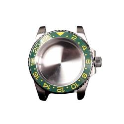 WOMELF 40 mm GMT-Stahl-Uhrengehäuse, kompatibel mit Nh35a, Nh36, kompatibel mit 8215 8200 Uhrwerk, Spiegel-Refit, Modifikation der Lünette mit Keramikeinsatz (Color : Green gold, Size : For 8215) von WOMELF