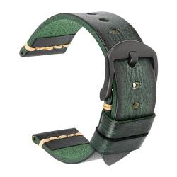 WOMELF Lederarmband for Uhrenarmband 18 mm, 19 mm, 20 mm, 21 mm, 22 mm, 24 mm, 26 mm (Color : Field Green-Black, Size : 18mm) von WOMELF