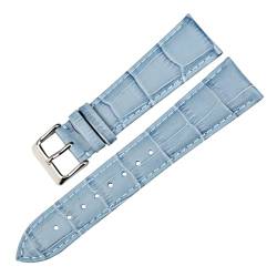 WOMELF Uhrenzubehör 12mm-22mm Uhrenarmbänder Damen Blau Echtes Leder Uhrenarmband Armband Uhrenarmband (Color : Blue, Size : 17mm) von WOMELF