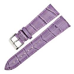 WOMELF Uhrenzubehör 12mm-22mm Uhrenarmbänder Damen Blau Echtes Leder Uhrenarmband Armband Uhrenarmband (Color : PURPLE, Size : 14mm) von WOMELF