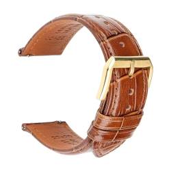 WOMELF Weiches Kalbsleder-Uhrenarmband, 22 mm, 20 mm, Schnellverschluss, Smartwatch-Armband, Herren- und Damen-Leder-Uhrenzubehör (Color : Dark Brown G, Size : 18mm) von WOMELF