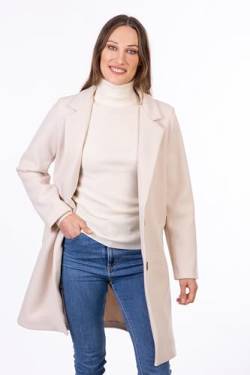 U&F Damen-Mantel knielang mit praktischen Eingriffstaschen & Knopfleiste | eleganter & warmer Mantel für Frühling, Herbst & Winter | klassischer Übergangsmantel mit Revers-Kragen | creme S von WOMEN'S WEAR U&F FASHIONSTORE