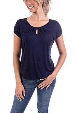 U&F Damen Sommer Basic T-Shirt Kurzarm | Gr. S-XXL | Umspieltes Dekollete in Rundhals und Gummizug am Saum für Frühling, Sommer oder Herbst | Dunkelblau Größe: S von WOMEN'S WEAR U&F FASHIONSTORE