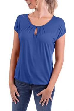 U&F Damen Sommer Basic T-Shirt Kurzarm | Gr. S-XXL | Umspieltes Dekollete in Rundhals und Gummizug am Saum für Frühling, Sommer oder Herbst | Jeans Größe: M von WOMEN'S WEAR U&F FASHIONSTORE