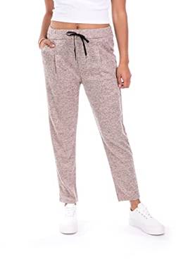 U&F Damen Sweatpants Stoffhose | Jogginghose mit Taschen | Homewear für Frauen | bequeme & schicke Sporthose mit Schnürbund | elegante Freizeithose | Regular Fit | knöchellang Beige L von WOMEN'S WEAR U&F FASHIONSTORE