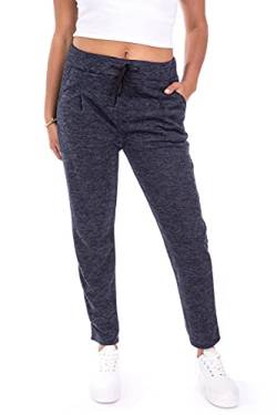 U&F Damen Sweatpants Stoffhose | Jogginghose mit Taschen | Homewear für Frauen | bequeme & schicke Sporthose mit Schnürbund | elegante Freizeithose | Regular Fit | knöchellang Blau L von WOMEN'S WEAR U&F FASHIONSTORE