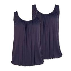 U&F Damen Top mit Gummizug am Saum- Doppelpack I lockerer Schnitt für den perfekten Alltag-Look I ärmelloses Shirt für Frauen I Tank Top für Frühling, Sommer & Herbst I 2X Dunkelblau Größe S von WOMEN'S WEAR U&F FASHIONSTORE