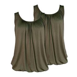 U&F Damen Top mit Gummizug am Saum- Doppelpack I lockerer Schnitt für den perfekten Alltag-Look I ärmelloses Shirt für Frauen I Tank Top für Frühling, Sommer & Herbst I 2X Grün Größe L von WOMEN'S WEAR U&F FASHIONSTORE