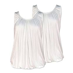 U&F Damen Top mit Gummizug am Saum- Doppelpack I lockerer Schnitt für den perfekten Alltag-Look I ärmelloses Shirt für Frauen I Tank Top für Frühling, Sommer & Herbst I 2X Weiß Größe L von WOMEN'S WEAR U&F FASHIONSTORE