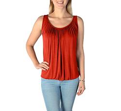 U&F Damen Top mit Gummizug am Saum I lockerer Schnitt für den perfekten Alltag-Look I ärmelloses Shirt für Frauen I angenehmes Tragegefühl I Tank Top für Frühling, Sommer & Herbst IRot Größe M von WOMEN'S WEAR U&F FASHIONSTORE