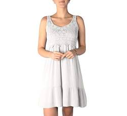 WOMEN'S WEAR U&F FASHIONSTORE U&F Damen-Kleid mit Spitze I knielanges Kleid für Frühling, Sommer & Herbst I kurzes Freizeit-Kleid I fließender, luftiger Stoff I verspielte Häkelspitze I Weiß L von WOMEN'S WEAR U&F FASHIONSTORE