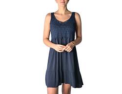 WOMEN'S WEAR U&F FASHIONSTORE U&F Damen-Kleid mit Spitze I knielanges Kleid für Frühling, Sommer & Herbst I kurzes Freizeit-Kleid I fließender, luftiger Stoff I verspielte Häkelspitze I Blau M von WOMEN'S WEAR U&F FASHIONSTORE