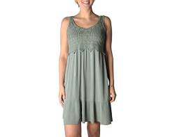 WOMEN'S WEAR U&F FASHIONSTORE U&F Damen-Kleid mit Spitze I knielanges Kleid für Frühling, Sommer & Herbst I kurzes Freizeit-Kleid I fließender, luftiger Stoff I verspielte Häkelspitze I Grün S von WOMEN'S WEAR U&F FASHIONSTORE