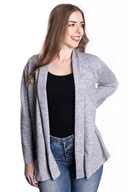 WOMEN'S WEAR U&F FASHIONSTORE U&F Damen Strickjacke | Kuschliger Open Cardigan für Freizeit, Sport oder Büro Grau Grösse XXL von WOMEN'S WEAR U&F FASHIONSTORE