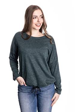 WOMEN'S WEAR U&F FASHIONSTORE U&F Damen Sweatshirt | Shirt für Freizeit und Homewear | Lässiger Pullover mit Rundhalsausschnitt dunkelgrün Grösse L von WOMEN'S WEAR U&F FASHIONSTORE