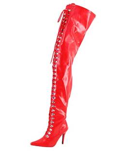 WONDERHEEL Damen Fetisch Over-Knee Boots Rot 42 EU von WONDERHEEL