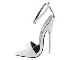 WONDERHEEL Damen Stiletto Ankle Straps Sandalen Weiß 39.5 EU von WONDERHEEL