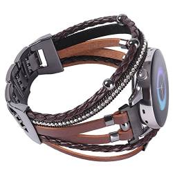 Posh Leather 20 mm Uhrenarmband Galaxy Watch 4/5 Band/Active 2 Uhrenarmbänder 40 mm 44 mm/Galaxy Watch 5 Pro Band/Watch 3 41 mm/Watch 4 Classic 42 mm 46 mm, Boho-Armband, handgefertigtes Armband für von WONMILLE