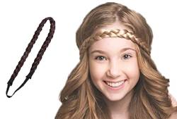 Extensions mit Gummiband im Echthaar Look, geflochtenes Stirnband aus Kunsthaar, Haarband für Weihnachten, Geschenk (DUNKELBRAUN) von WOO GIRL