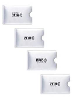 WOO LANDO 4 Stück RFID & NFC Schutzhüllen Aluminium beschichtet für Kreditkarten, EC Karte, Personalausweis, Bankkarte (Silver) von WOO LANDO