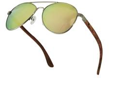 WOO LANDO Holz Sonnenbrillen für Herren & Damen - polarisierte Pilotenbrille mit Holzbügeln/UV400-Schutz/Federscharnieren (ROSE GOLD 1) von WOO LANDO