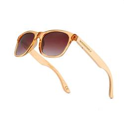 WOODONLY Mode Holz Polarisierte Sonnenbrille - Retro Stil Rechteckig Shades für Damen und Herren Perfekte Geschenke (Champagner + Ahorn) von WOODONLY