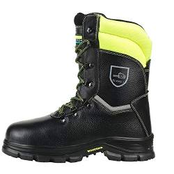 WOODSafe Schnittschutzstiefel, Klasse 1, S3, Farbe schwarz/gelb, Forststiefel, KWF geprüft, Größe 40 EU von WOODSafe