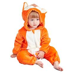 WOOKIT Unisex Baby Onesie Winter Kapuzen Cartoon Strampler Neugeborenen Overall für Jungen und Mädchen 0-36 Monate-Fuchs-90 von WOOKIT