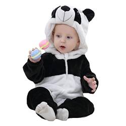 WOOKIT Unisex Baby Onesie Winter Kapuzen Cartoon Strampler Neugeborenen Overall für Jungen und Mädchen 0-36 Monate-Panda-80 von WOOKIT