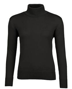 WOOLIFE Damen Fein-Strick Rollkragen-Pullover, Rollkragenpullover aus Merinowolle, Business Pullover Steh-Kragen Pulli, Lange Ärmel, Schwarz/M von WOOLIFE