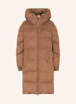 Woolrich Daunenmantel Luxe Wool Mit Abnehmbarer Kapuze braun von WOOLRICH