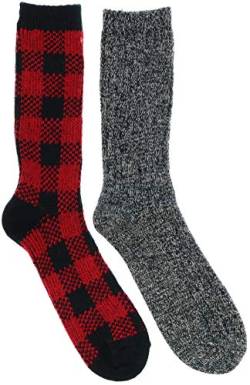 Woolrich Men's Merino Blend Thick Socks (2Pr) (Large, Black Plaid) von WOOLRICH