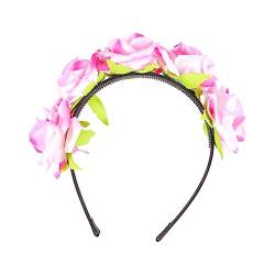 WOONEKY 1Stk kreative Kopfbedeckung geschenke für den jahrestag hochzeitshaar schmuck Tag der Toten Stirnband frauen kopfschmuck Haarband Haargummis rosa Stirnband Haarschmuck Böhmen Rose von WOONEKY