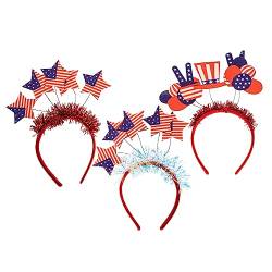WOONEKY 3st Unabhängigkeitstag Stirnband Amerikanische Geschenke Partyzubehör Für Den 4. Juli Lieferungen Für Den Unabhängigkeitstag Haargummis Für Damenhaar Fräulein Flagge Leiner Plastik von WOONEKY