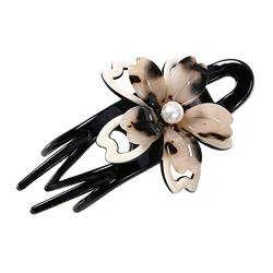 WOONEKY Haarnadel Bananen Haarspange Haarklammern für Frauen Haarspangen Haarschmuck für die Hochzeit Haarknoten Haarspange Pferdeschwanz-Haarspange die Blumen Brötchen oberer Clip Mutter von WOONEKY