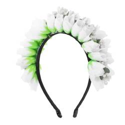 WOONEKY Hochzeitsdekoration Tulpen-stirnband Blumenkrone Girlande Stoff Abschlussball Urlaub Dekorationen Weiß Stirnband von WOONEKY