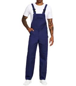 WORK IDEA Herren Latzhose Arbeitskleidung Mode Leichter Overall mit Taschen, Marineblau, 5XL von WORK IDEA