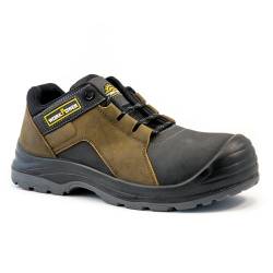 WORKPOWER Arbeitsschuhe Herren wasserdicht - Sicherheitsschuhe Herren S3 aus Leder - Safety Shoes for Men Halbschuh - Herren Arbeits- & Berufsschuhe mit extra breiter Kunststoffkappe, Grau-Braun von WORKPOWER