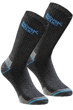 WORKSOX, Arbeitssocken - 18 Paar, Anti-Schweiß-Socken, Lange Arbeitsstrümpfe, Anthrazit, Größe 39-42 von WORKSOX